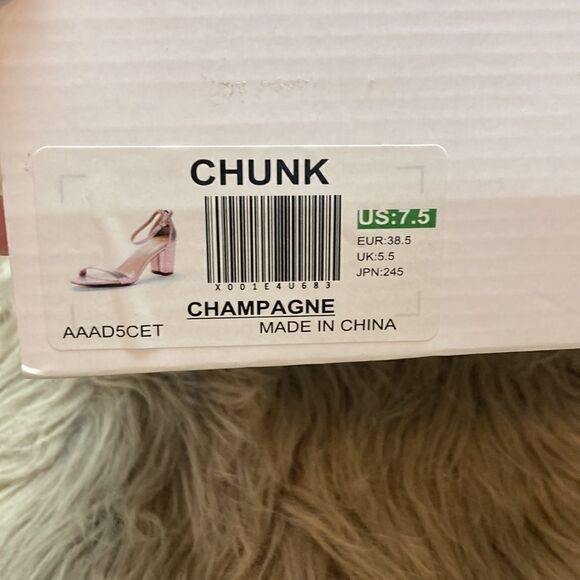 DREAM PAIRS Champagne Low-Chunk Heel Pump Open Toe Ankle Strap Sandals - Picture 11 of 16